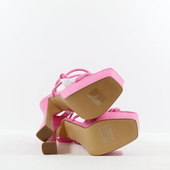 EGO Heat-Wave Knotted Detail Square Toe Lace Up Platform - Pink 8M - Picture 5 of 7